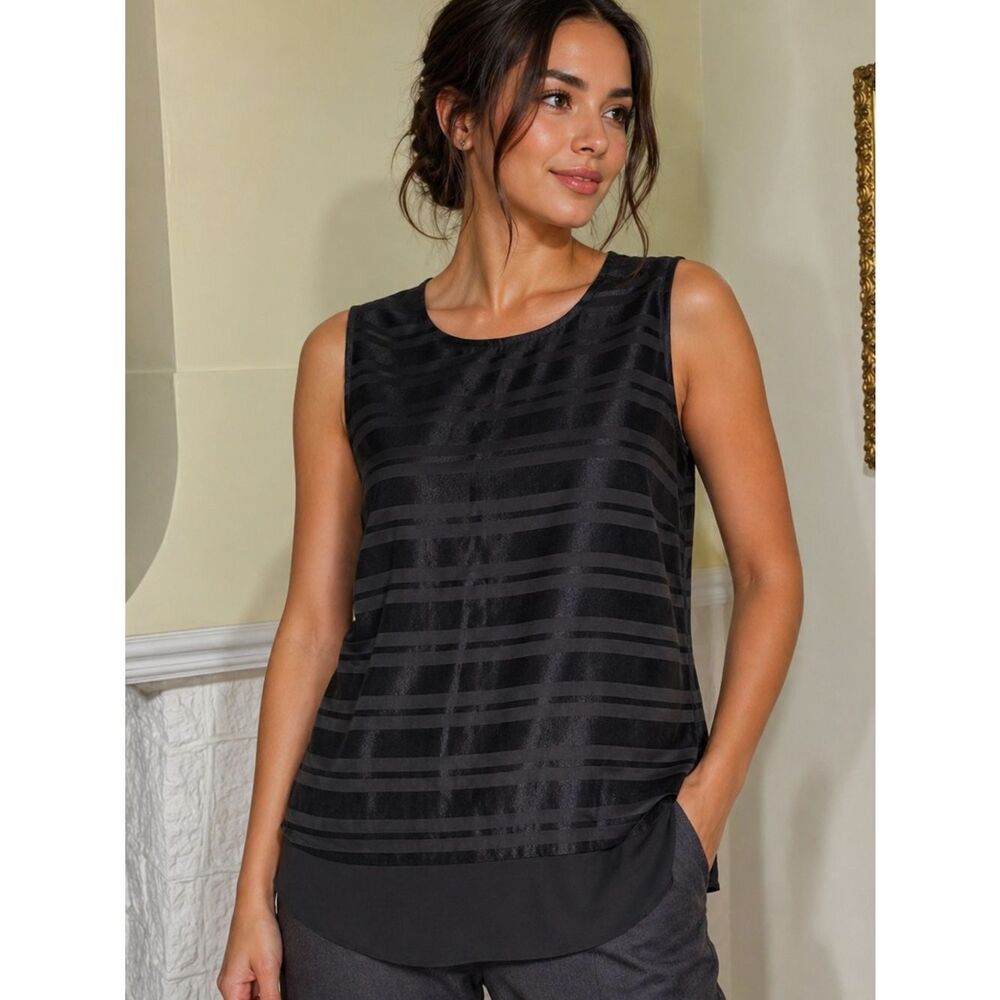 NWT! Banana Republic Black Sleeveless Overlay Blouse